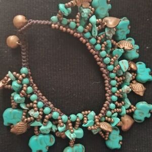 Turquoise and Bronze Charm Bracelet